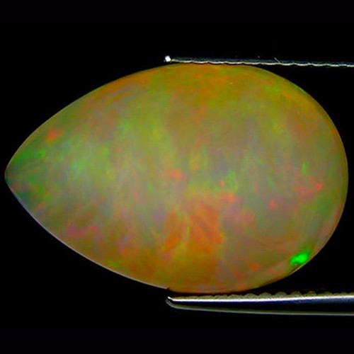 7.48 Ct Natural Ethiopian Cabochon Opal Gemstone Multi Color Pear Cut - Foto 4 di 5