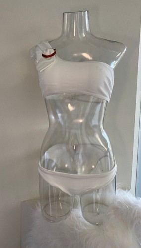 Zimmermann Teddy Buckle Bikini | One Shoulder, White, Tortoiseshell Clasp - Picture 7 of 10