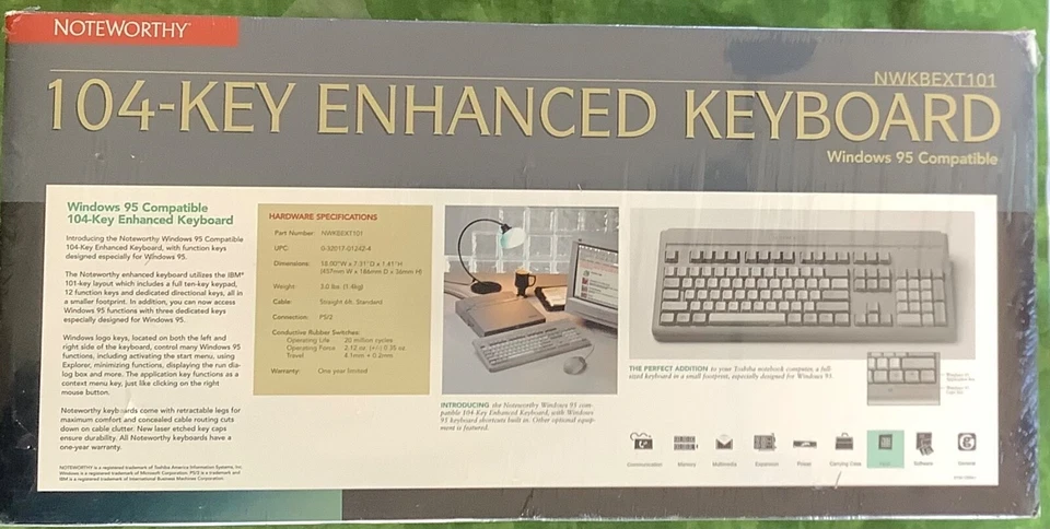 New Toshiba NoteWorthy 104-Key Enhanced PS/2 W95 Keyboard 6ft Cable, NWKBEXT101 - Image 4 of 4