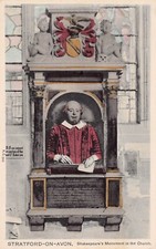 Shakespeare Monument Church Stratford Upon Avon England 1910s Vtg Postcard D22