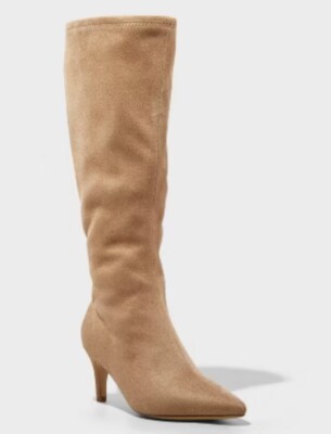 Women's Nelly Stiletto Mid Heel Tall Boots Taupe A New Day