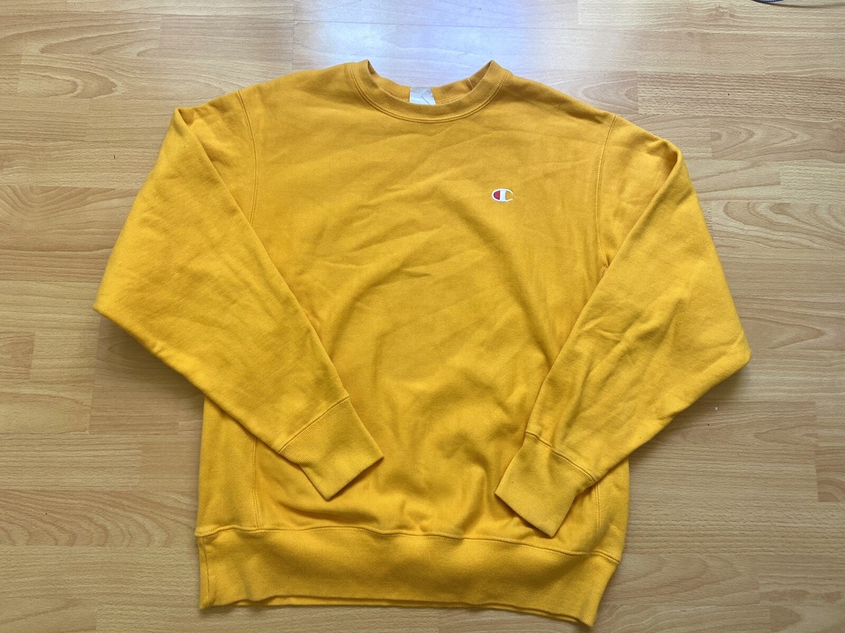 Vintage Champion Reverse Weave Sweatshirt Yellow 90s Embroidered 