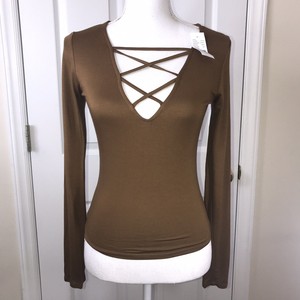 plunging neckline long sleeve top