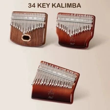 34 Keys Kalimba Thumb Piano Veneer Beech Wood 34 Key Kalimba FingerPiano Musical