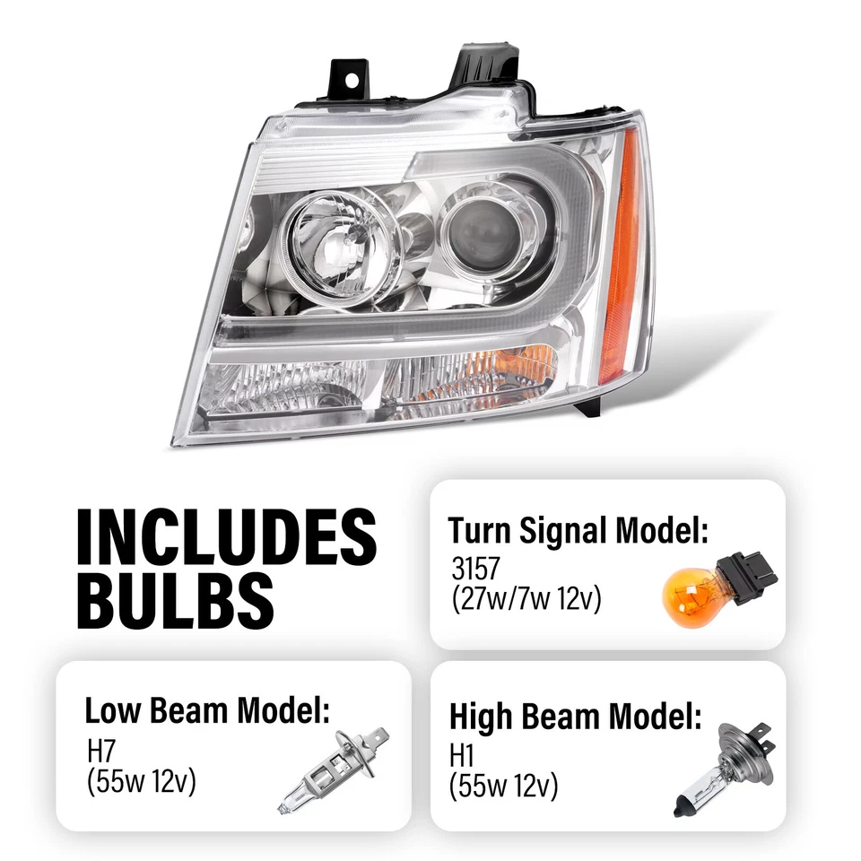 Faro proyector LED DRL transparente para Chevy Avalanche Suburban Tahoe 2007-14 Foto 3 de 4