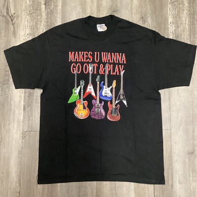 Vintage Y2K Makes U Wanna Go Out And Play T-shirt Sz XL Essential