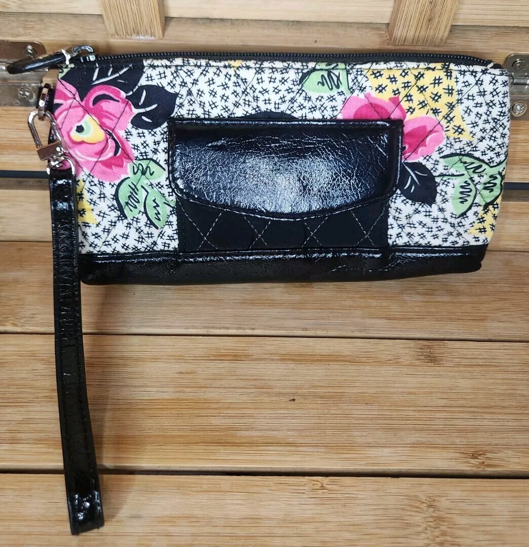 Vera Bradley "Patchwork Collection" Black Floral … - image 1