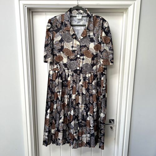 Vintage Littlewoods Women's Floral Box Pleat Dress MultiColoured Size