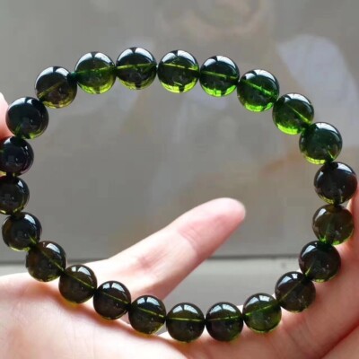 AAAAA 8MM Natural Colorful Tourmaline Crystal ROUND Clear Beads Bracelet