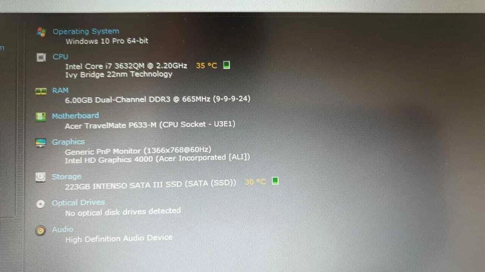 Acer TravelMate P633-M-736a6G50ikk 13.3" Laptop i7 3632QM 6GB 256GB SSD - Image 2 of 4