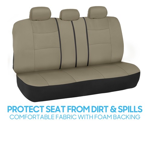 PolyPro Car Seat Covers Full Set Solid Tan Beige - Universal Fit Front Rear - Picture 7 of 10
