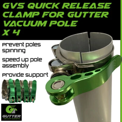 GUTTER VACUUM SYSTEMS LTD Quick Release Gutter Vacuum Pole Clamp x 4 For Aluminium Cleaning Pole Sections