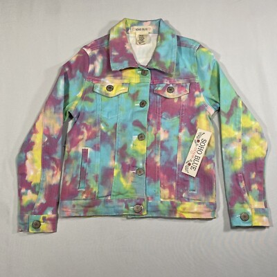 Soho Blue Denim NEW Girls Colorful Tie-Dye Denim Jacket Size S 7/8 Year