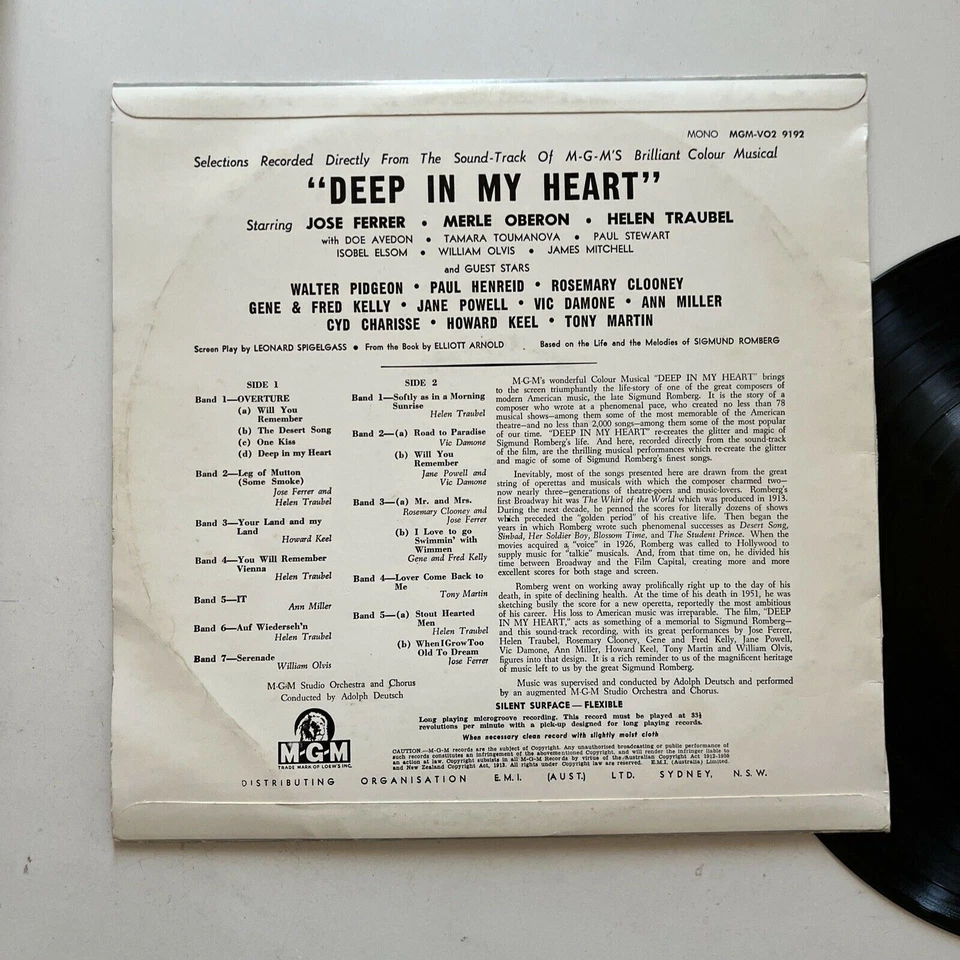 Deep In My Heart - From The Motion Picture Soundtrack (Vinyl, 1955) - Image 3 of 4