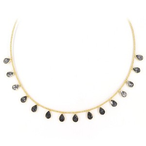 Authentic 925 Silver Necklace, Flat cut Diamond Choker Style Necklace Gold Plated Necklace