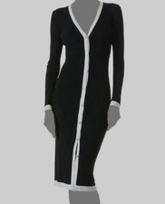 $465 Alice + Olivia Women Black Wool V-Neck Long Sleeve Sweater Dress Size M