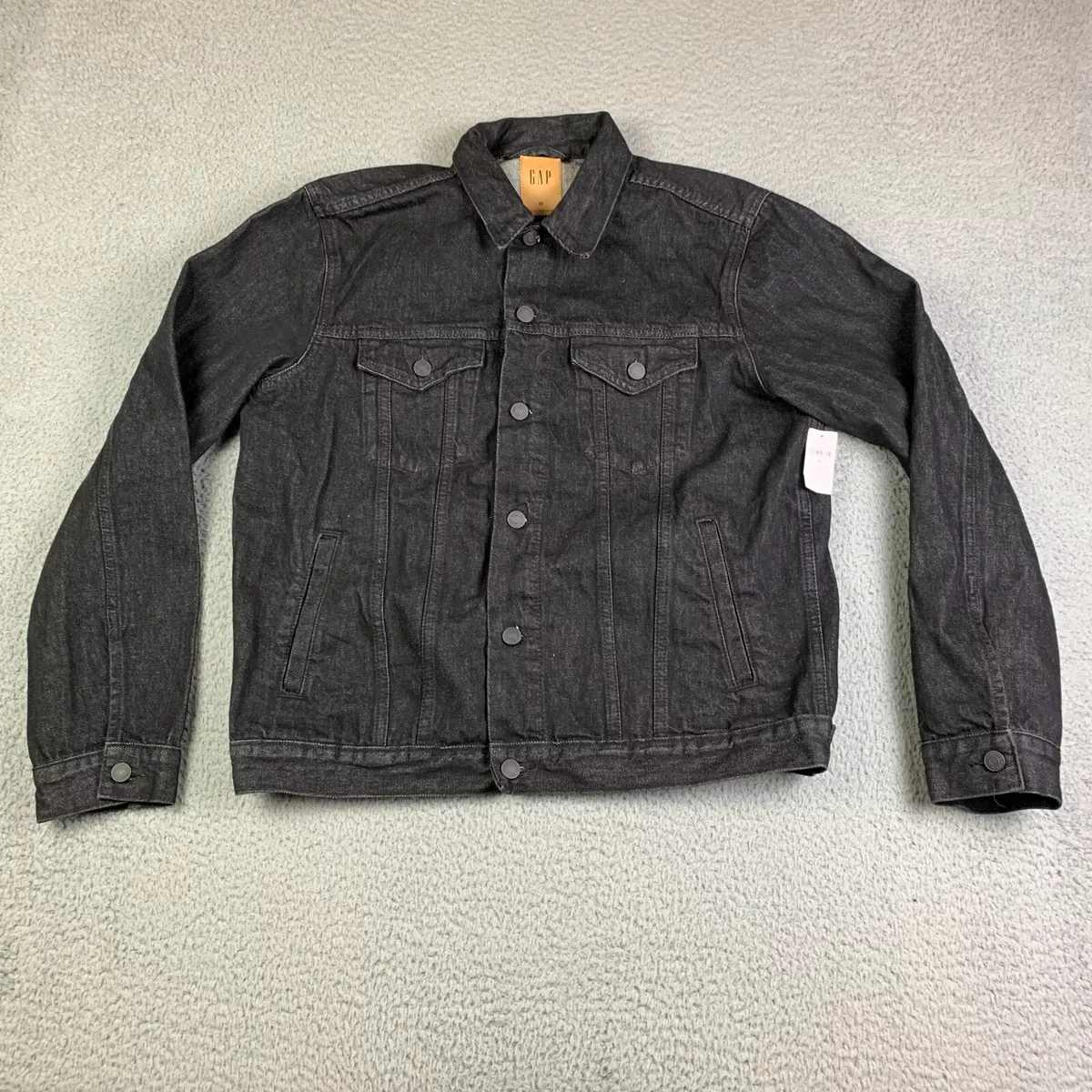GAP Classic Icon Denim Jacket Mens Medium Black Trucker 100