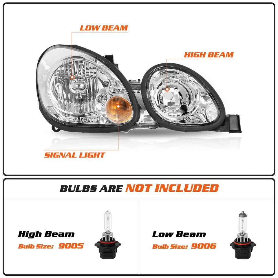 Par de faros halógenos cromados proyectores para Lexus GS300 GS400 GS430 1998-2005 Foto 2 de 4