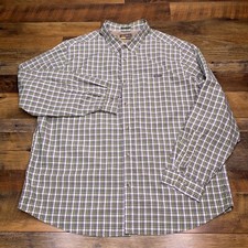 Eddie Bauer Classic Fit Shirt Mens 2XL Green Plaid Button Up Outdoor