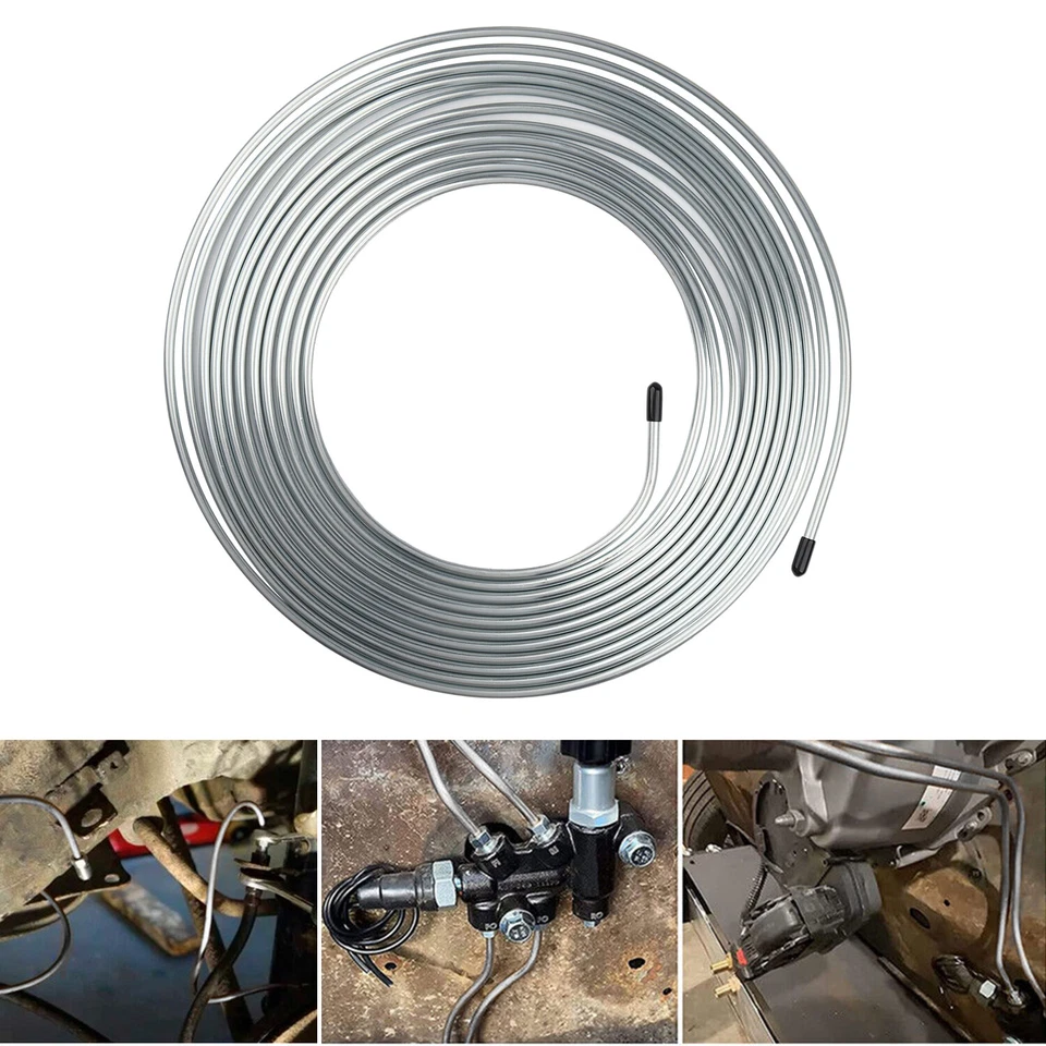 2× Brake Line Tubing Kit Flexible Double Galvanized Steel 25 Ft. 3/16 16 Fitting - Image 4 of 4