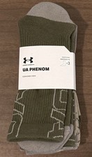 Under Armour UA Phenom Training Crew Socks 3 Pack Men  s 8-12 Large Green NEW
