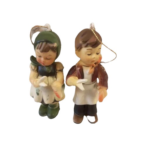 Vintage Hummel Like Ornaments Hong Kong Barber Kids Boy Girl Set Of 2 Plastic - Picture 1 of 2