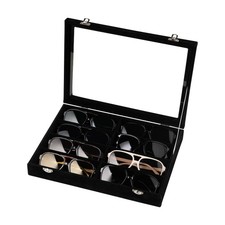 8-Slot Sunglass Organizer,Velvet Sunglass Holder with Clear Lid