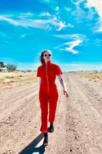 GARBO | HEY HEY X RED Utilitarian Womens Jumpsuit Zip Front RET $338 Size 36 XS