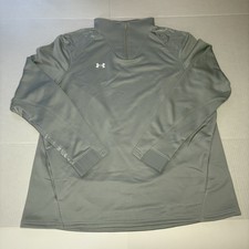 Womens Under Armour Quarter Zip Pullover Size XL Gray 100 Polyester Pockets NWT