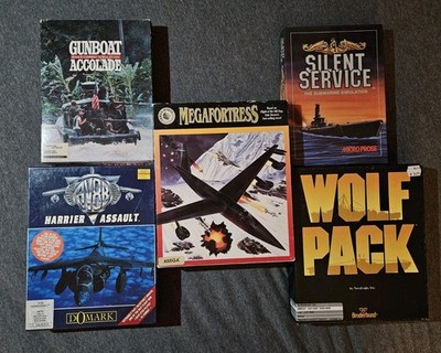 Amiga Game Lot W/Boxes (Untested) AV8R Megafortress Gunboat Accolade Wolf Pack..