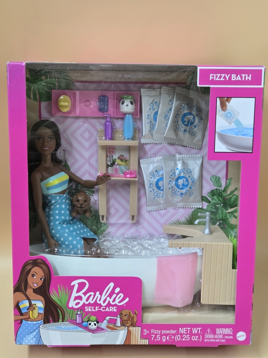 2021 Mattel Barbie Fizzy Bath Playset African American With Puppy