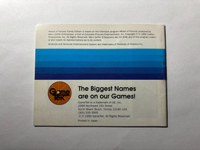 Wheel of Fortune: Family Edition Manual | Nintendo NES | NES-W3-USA-1 |Used