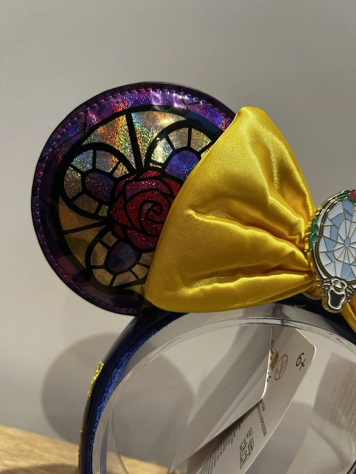 Disney Loungefly Belle Stained Glass Beauty and the Beast rose Ears Headband NWT - Image 3 of 4
