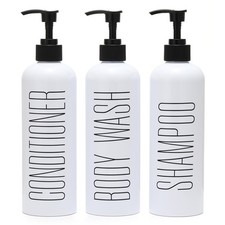 Shampoo and Conditioner Dispenser, 16oz 3-Pack Refillable Pump Bottles, Shamp...