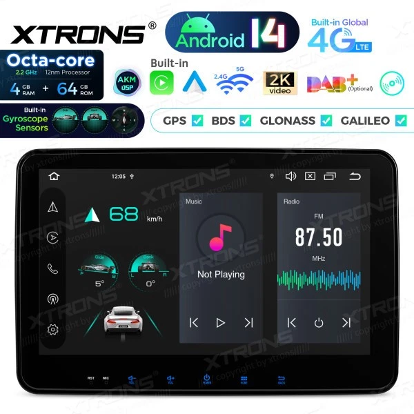 XTRONS 10,1" Autoradio 2 DIN Android 14 4G+64GB QLED DVD GPS CarPlay Global 4G+ - Bild 3 von 4