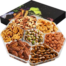 Gourmet Mixed Nuts Gift Basket in Black Gift Box 7 Assortments Arrangement Fr...