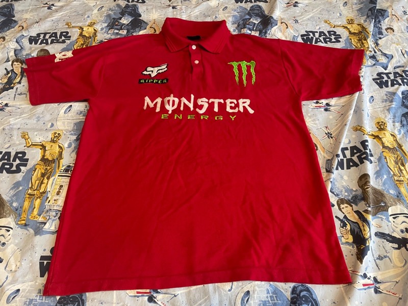 Vintage Monster Energy x fox racing DC Big Logo Rare Polo Shirt Men embroidered