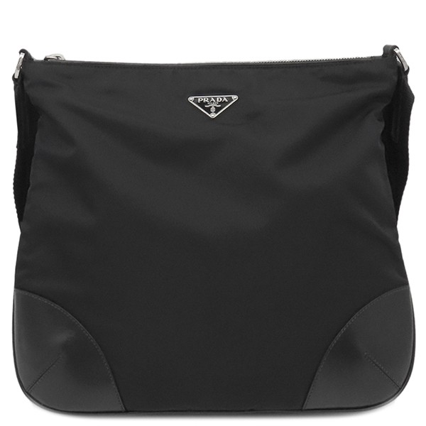 Prada Black Tessuto Nylon Shoulder Bag with Triangle Logo Bt0326