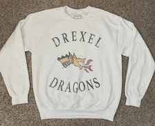 Drexel Dragons University Crew Neck Sweater Womens Medium White Logo Gameday 