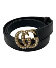 GUCCI          Pearl double G buckle belt black 476342