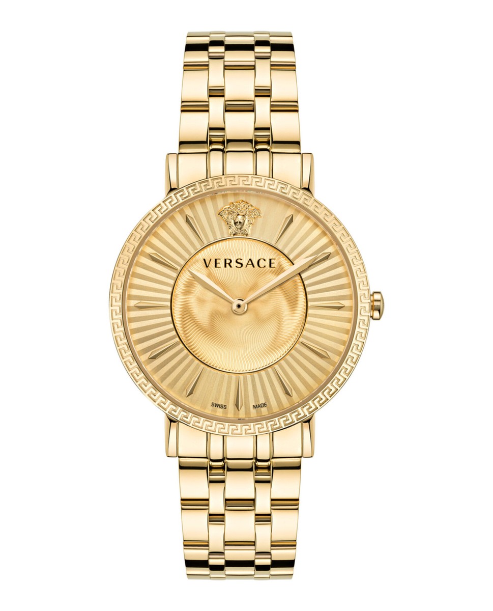 VERSACE V-CIRCLE 腕時計 メデゥーサ イエローゴールド 38㎜ VERSACE V-CIRCLE 腕時計 レザーブレスレット メデゥーサ 38