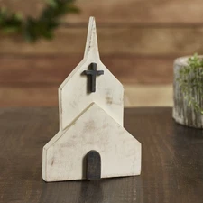 Wooden Block Church 10x6x1 VHC Brands