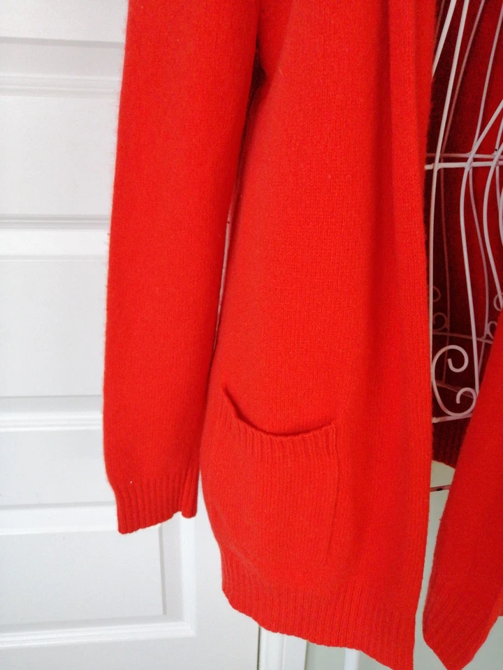Peter Hahn Womens Open Cardigan Jumper Long Sleeve 100% Merino Wool Size 14 Red - Image 3 of 4