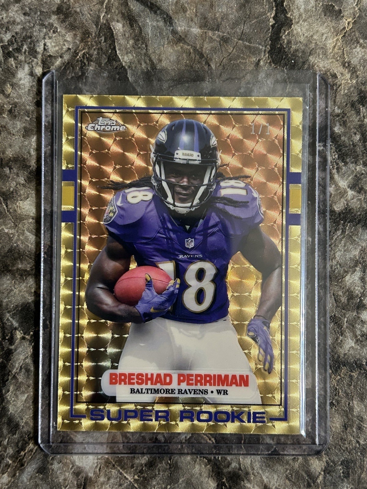 2015 Topps Chrome Breshad Perriman 1989 Super Rookies Superfractor 1/1 Ravens view 1