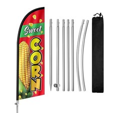 Sweet Corn Flag for Business, Sweet Corn 8FT Polyester Advertising Swooper Fl...