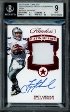 2017 Flawless Ruby #4 Troy Aikman /5 Patch Auto BGS 9 MINT HOF