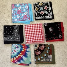 VTG Lot of 7 Bandanas RN 13960 13962 52469 100% Cotton Print 20"