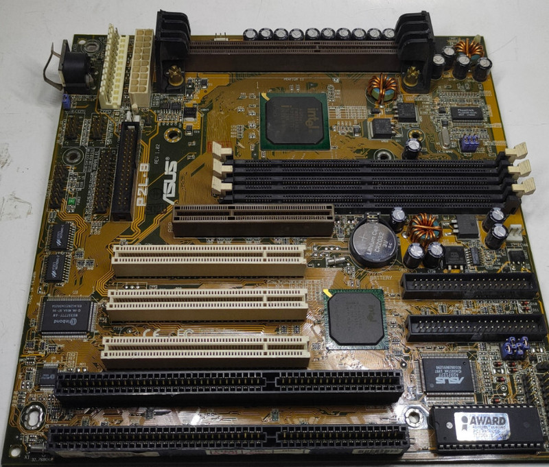 Vintage Slot 1 AT ASUS P2L-B Motherboard Rev 1.02 (440LX), CPU & 128 MB + BONUS