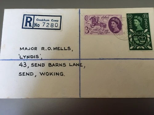 GB STAMPS RARE FIRST DAY COVER 1960 GENERAL LETTER OFFICE CROOKHAM CAMP REG