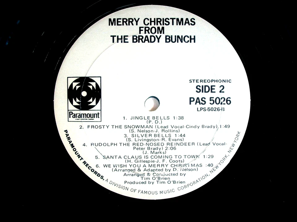 MERRY CHRISTMAS From The Brady Bunch  1970 Paramount LP  PAS-5026  VG++ - Image 4 of 4